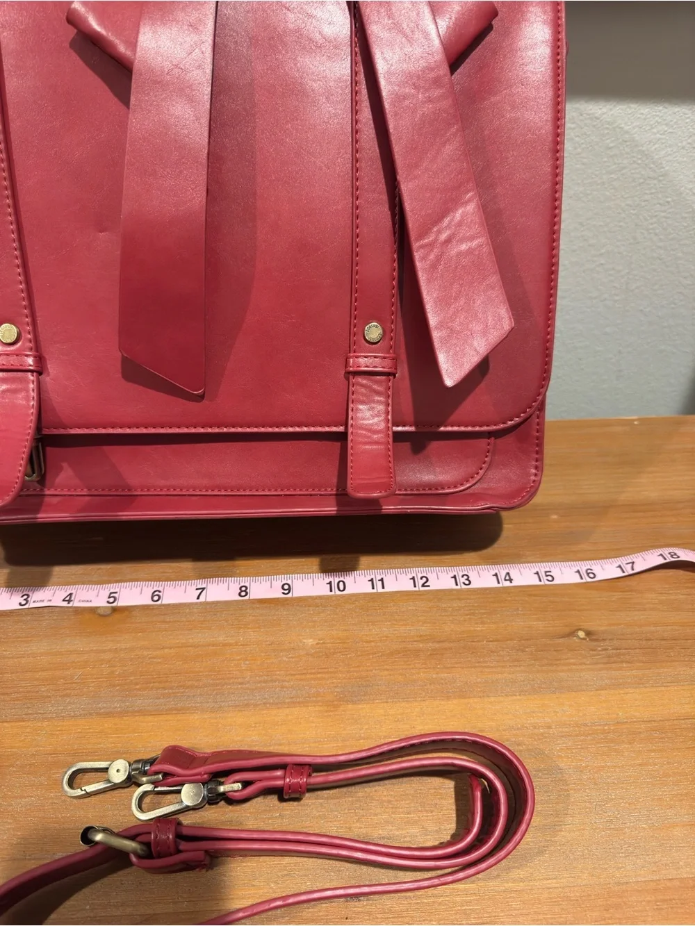 ECOSUSI Vegan Leather Red Bow Briefcase Laptop Study Bag